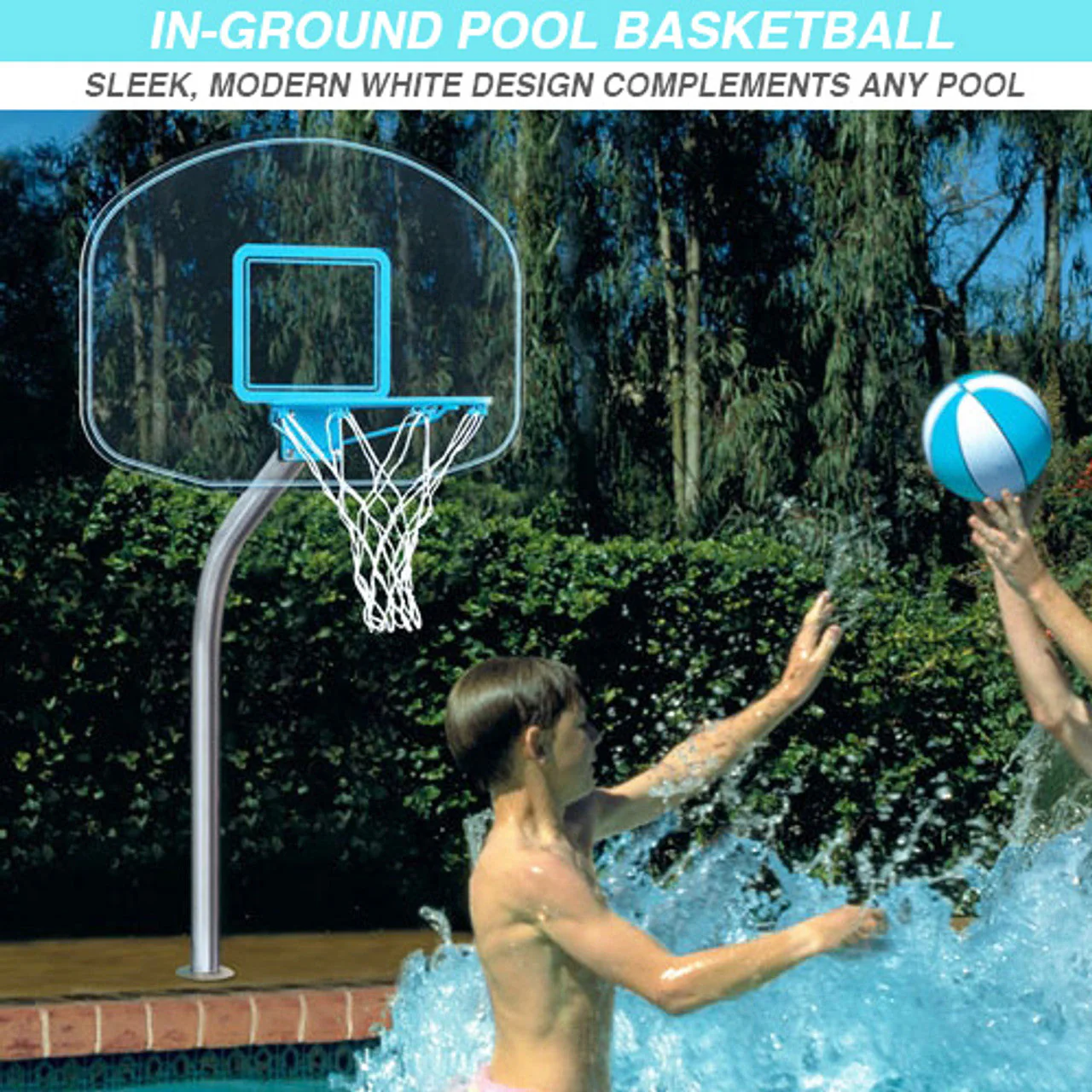 Dunn Rite Clear Hoop Jr. Combo Deck-Mounted Pool Basketball and Volleyball Set - Image 4
