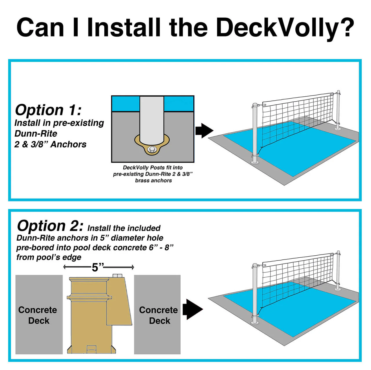 Dunn Rite Clear Hoop Jr. Combo Deck-Mounted Pool Basketball and Volleyball Set - Image 7