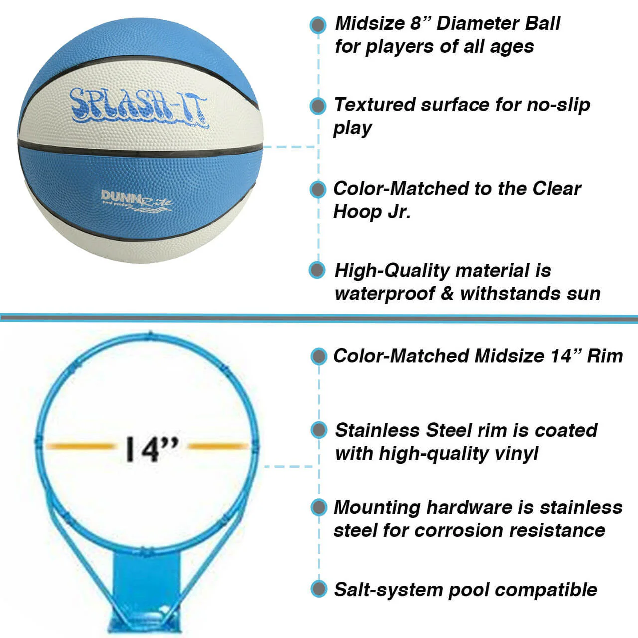 Dunn Rite Clear Hoop Jr. Deck-Mounted Pool Basketball Hoop (1.90" Post, Anchor not Included) - Image 4