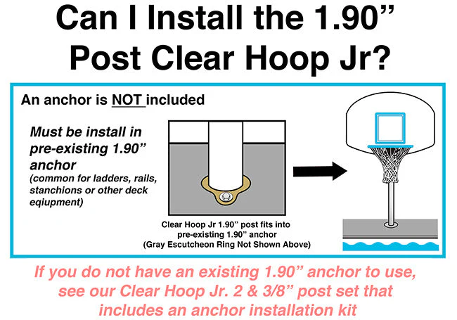 Dunn Rite Clear Hoop Jr. Deck-Mounted Pool Basketball Hoop (1.90" Post, Anchor not Included) - Image 6