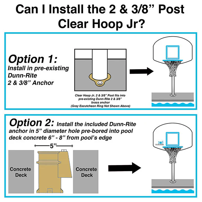 Dunn Rite Clear Hoop Jr. Deck-Mounted Pool Basketball Hoop (2 & 3/8" Post) - Image 8