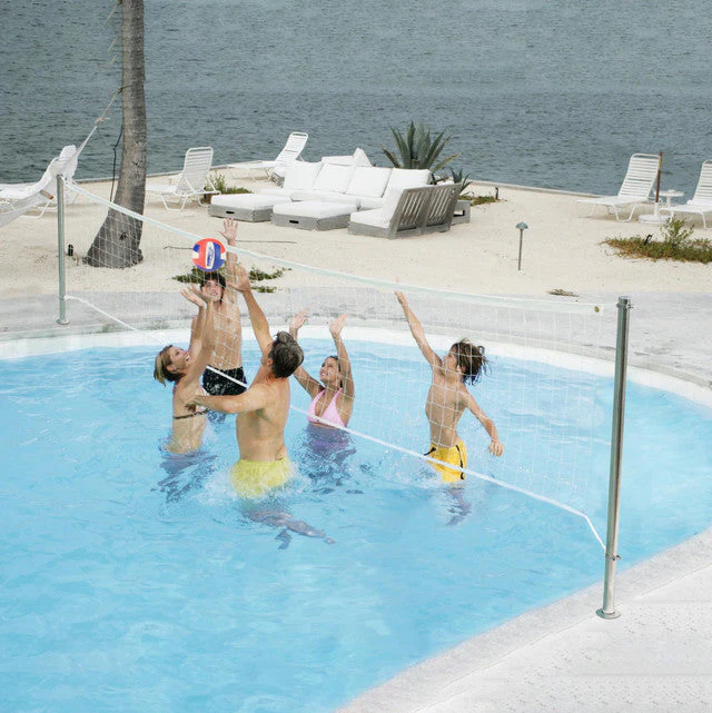 Dunn Rite Regulation Clear Hoop Combo Deck-Mounted Pool Basketball and Volleyball Set - Image 4