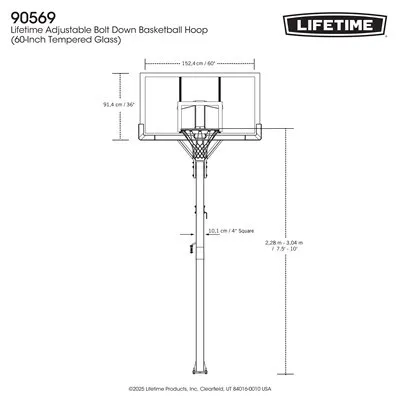 Lifetime Adjustable Bolt Down Basketball Hoop (60-Inch Tempered Glass) - Image 15