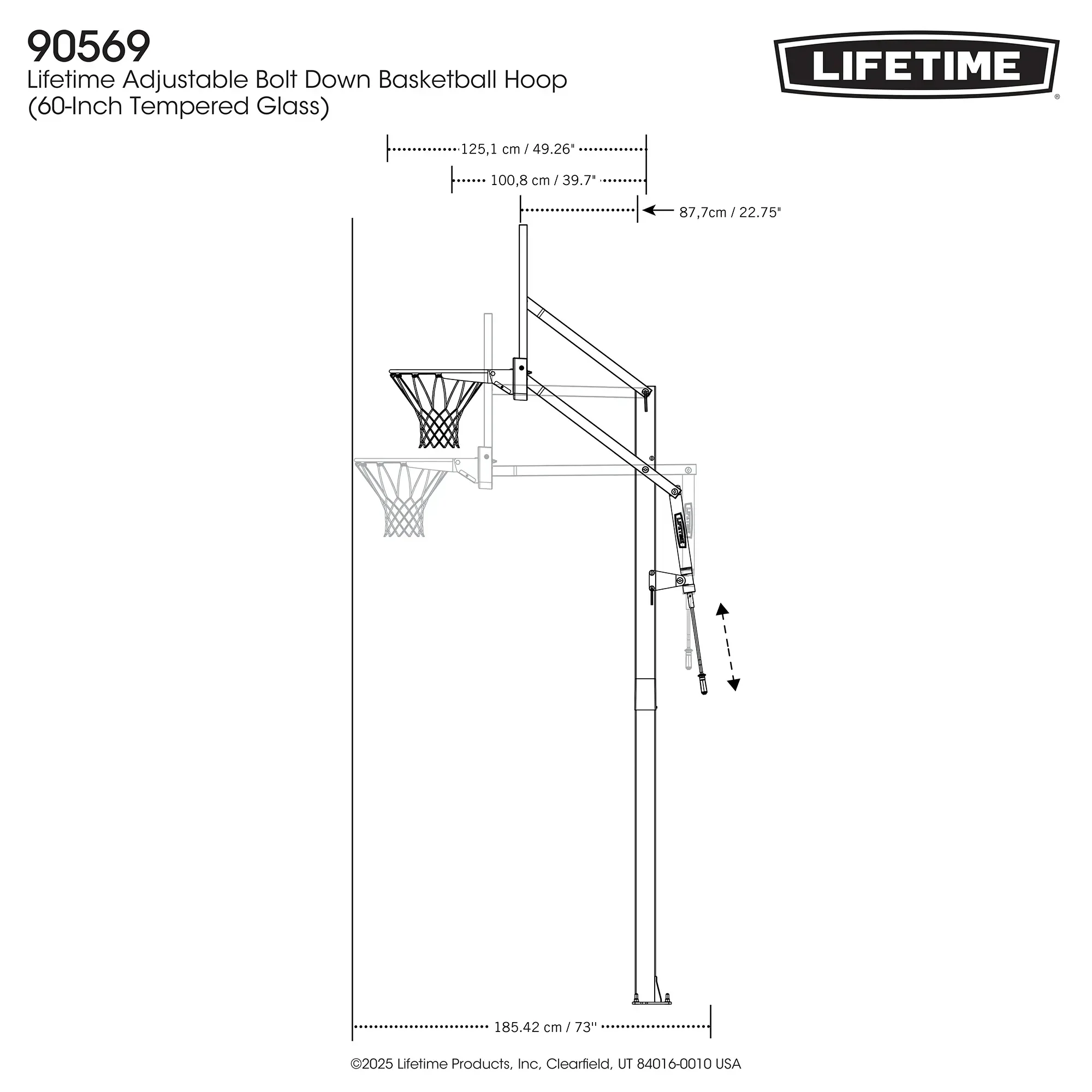 Lifetime Adjustable Bolt Down Basketball Hoop (60-Inch Tempered Glass) - Image 16